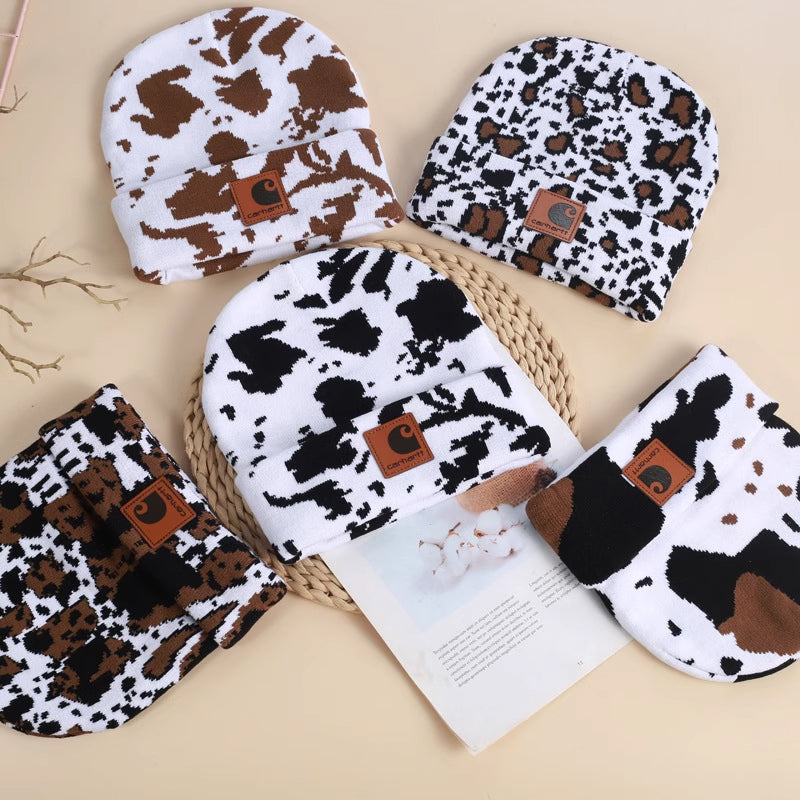 Cow pattern beanie