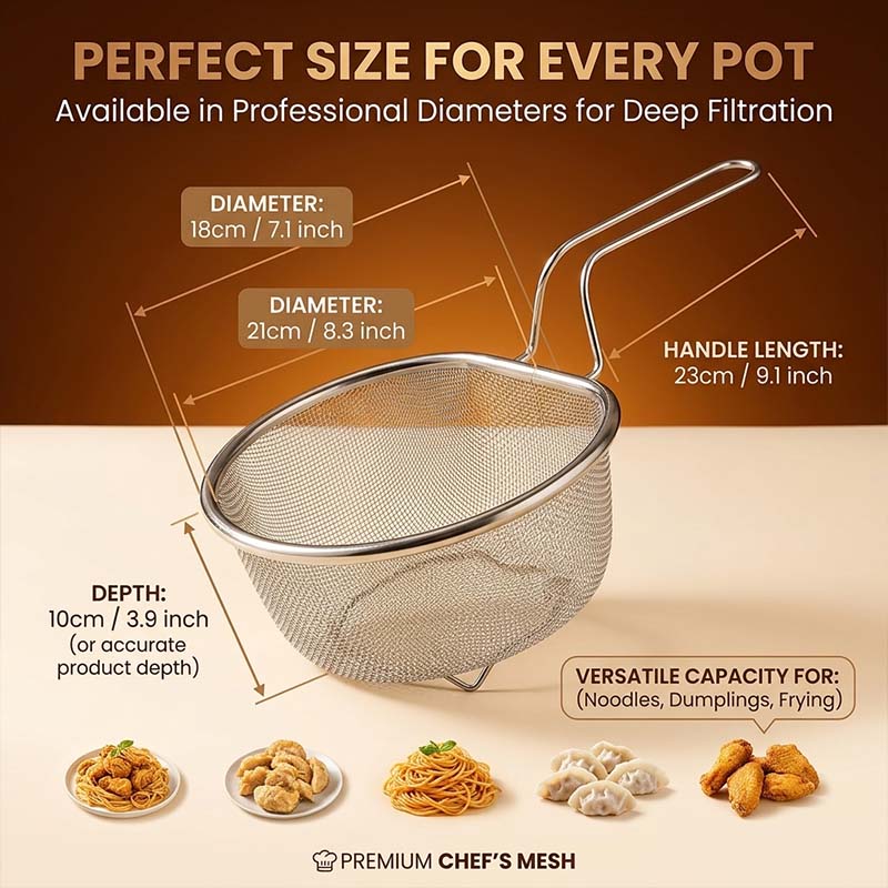 Sturdy Stainless Steel Mesh Strainer Basket