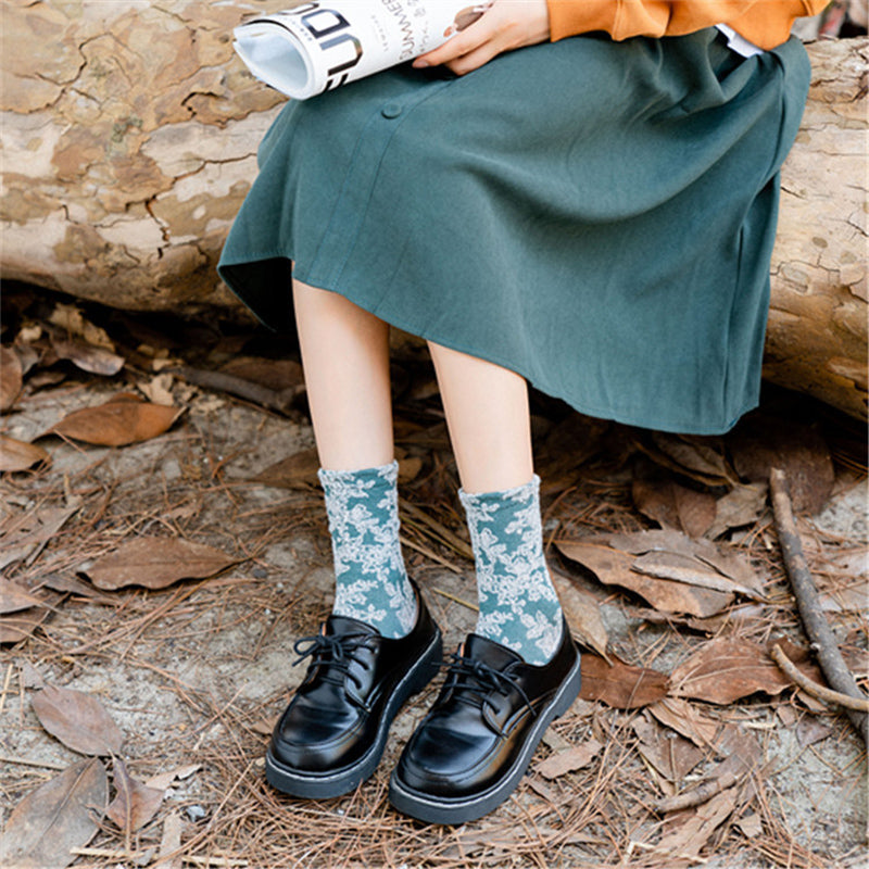 Retro Floral Cotton Socks