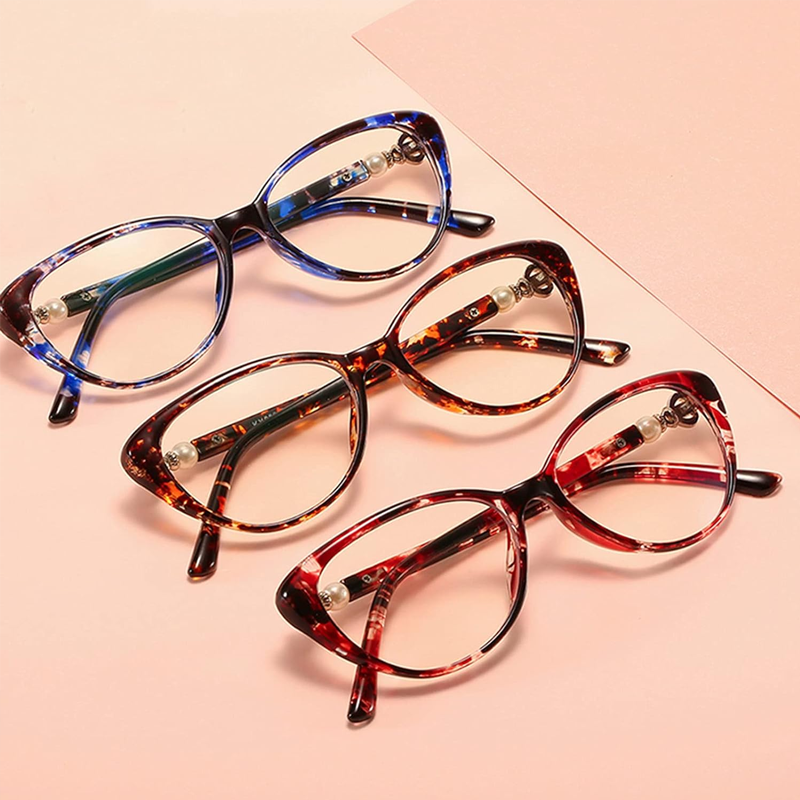 Fashionable women's cat-eye zoom HD anti-blue light reading glasses