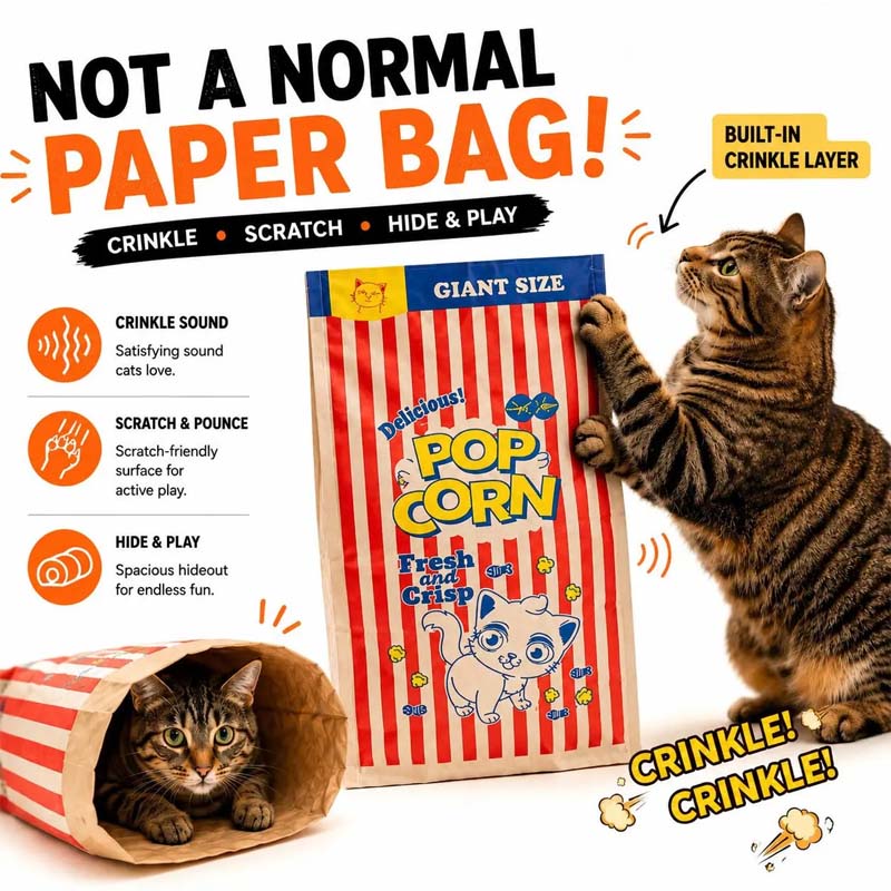 Popcorn Kraft Paper Hide-and-Seek Pet Play Bag