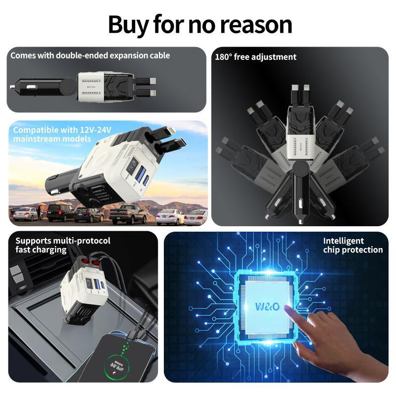 Retractable car fast charging charger