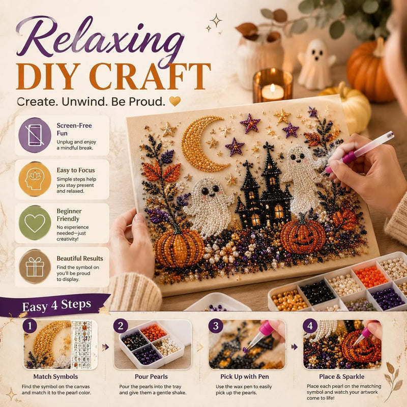 Halloween ghost pearl art DIY kit