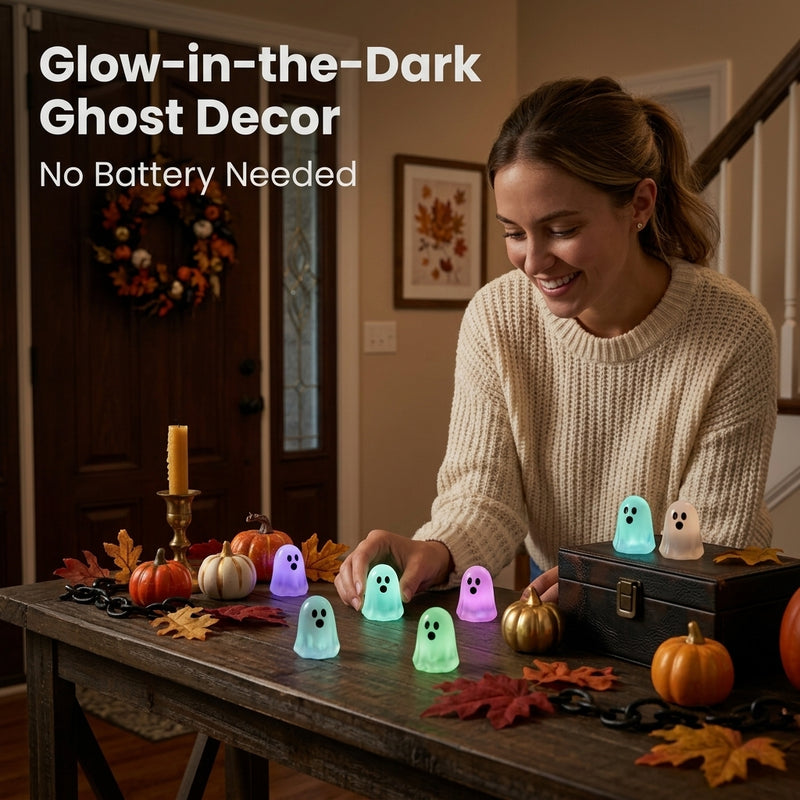 Glow In Dark Cute Ghost Resin Bead Set