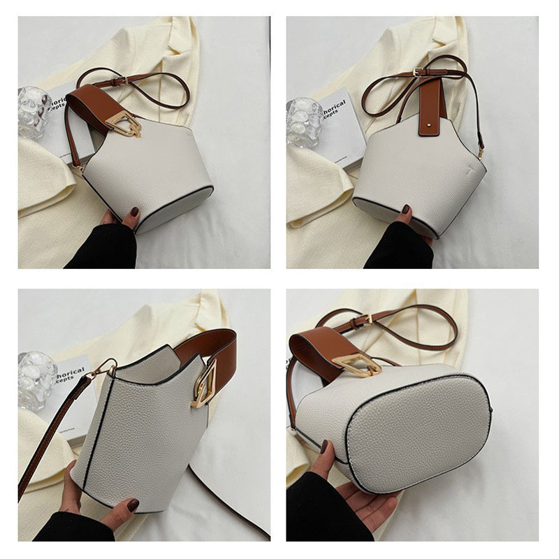 Color Clashing Shoulder Bucket Bag