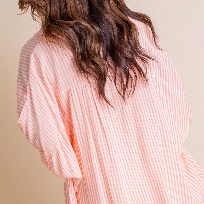 Brand New Loose Striped Baggy Button Shirt