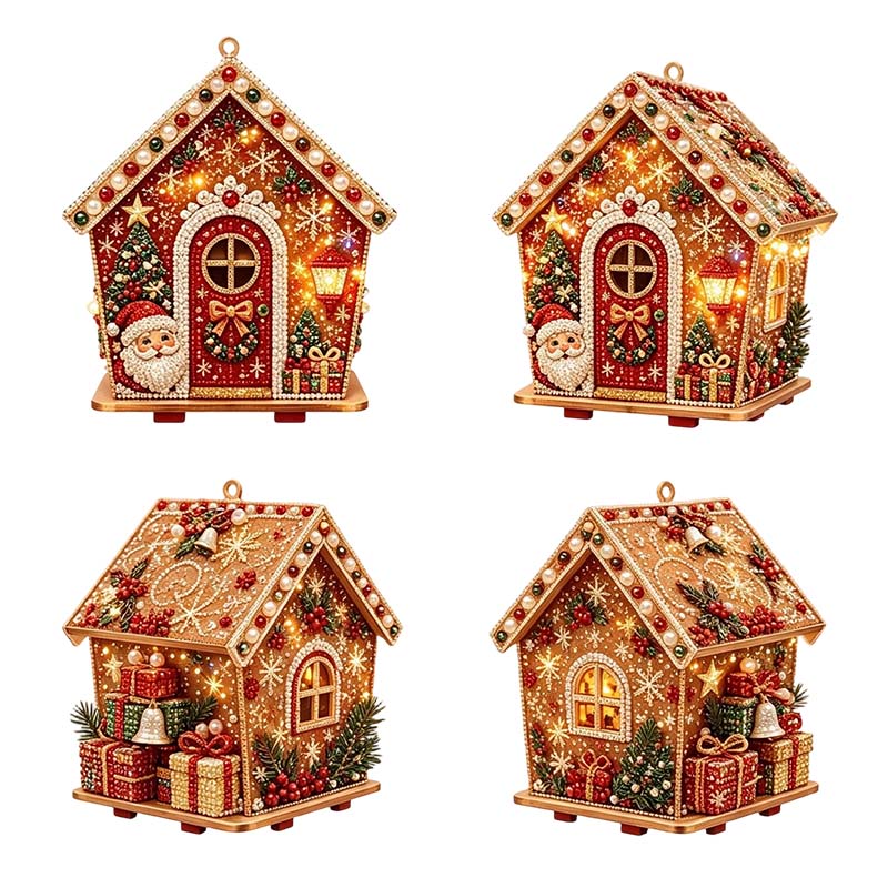 Christmas Cottage Diamond Paintings Hanging Ornament Kit