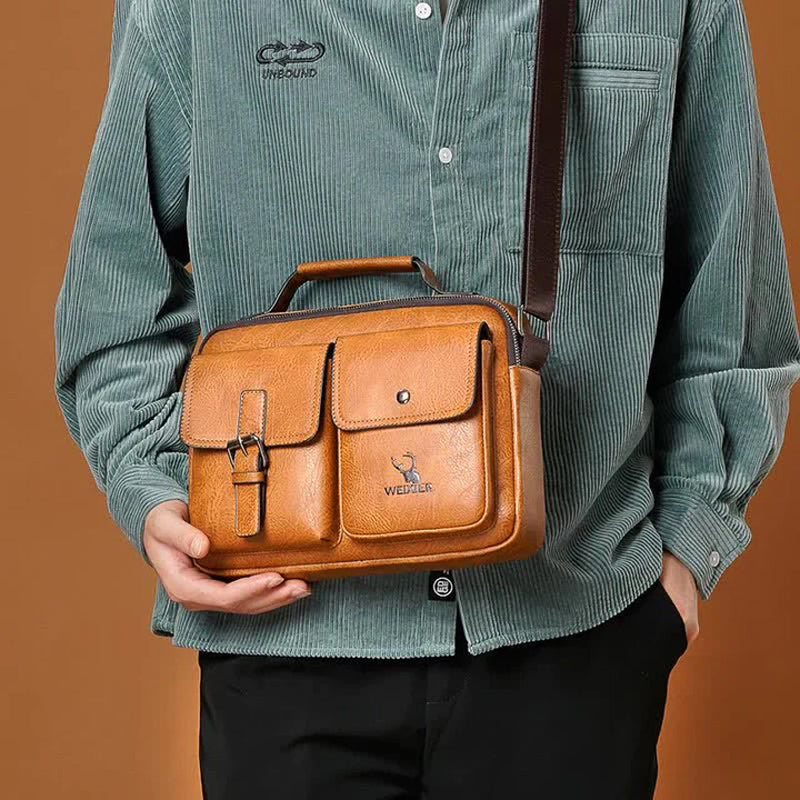 Waterproof Vintage Leather Briefcase Shoulder Bag