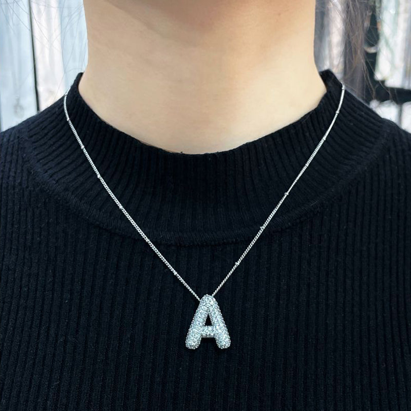 Alphabet Diamond Pendant Necklace