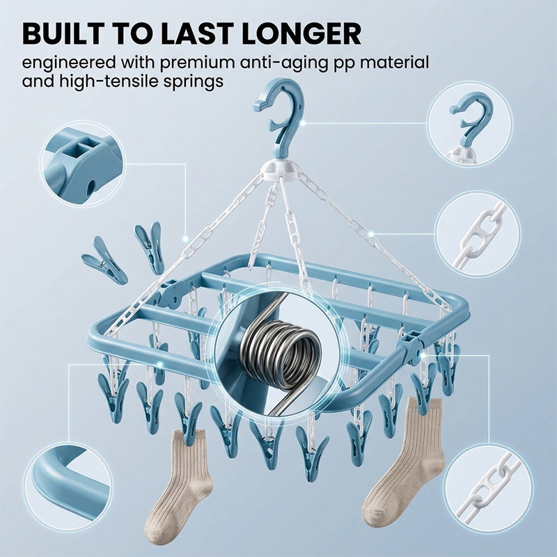 Windproof 32-Clip Drying Rack