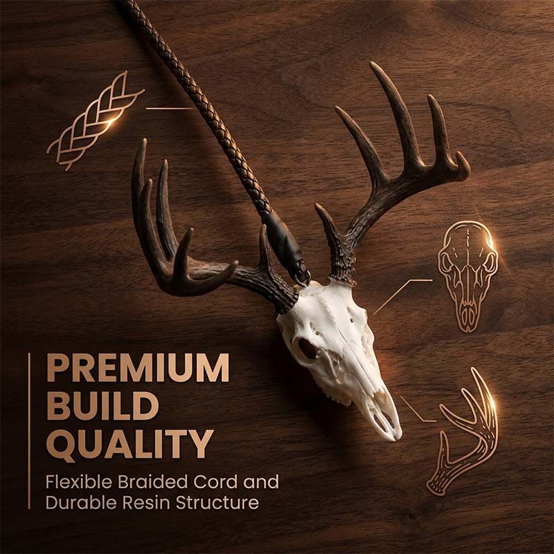 Whitetail Deer Skull Rearview Mirror Hanger