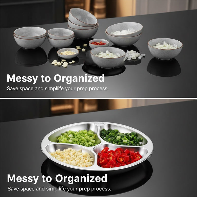 4 Compartment Stainless Steel Divided Plate