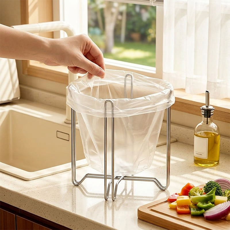 Foldable 304 Stainless Steel Trash Bag Holder