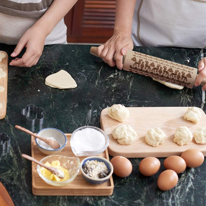 Carved beech wood rolling pin