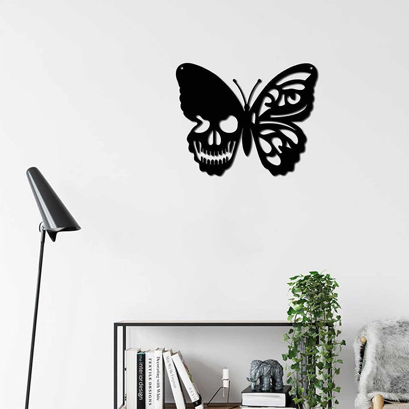 Metal Skull Butterfly Wall Decoration