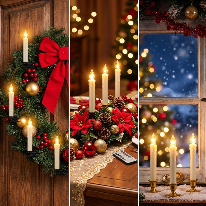 LED Flameless Christmas Candle Lights with Remote Control