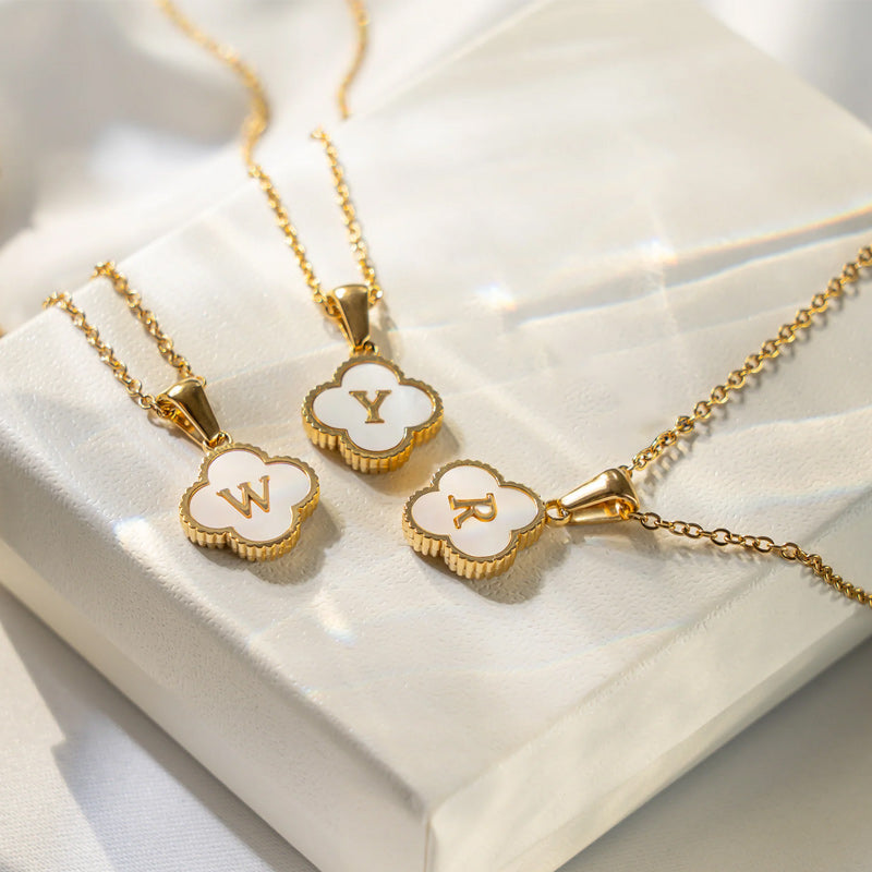 Four Leaf Clover Monogram Necklace