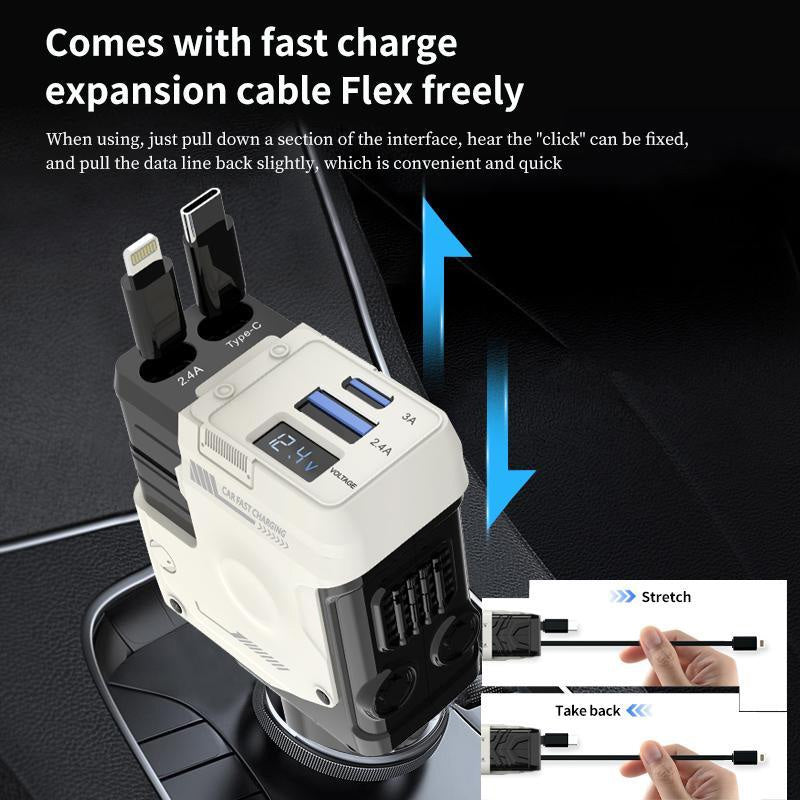 Retractable car fast charging charger
