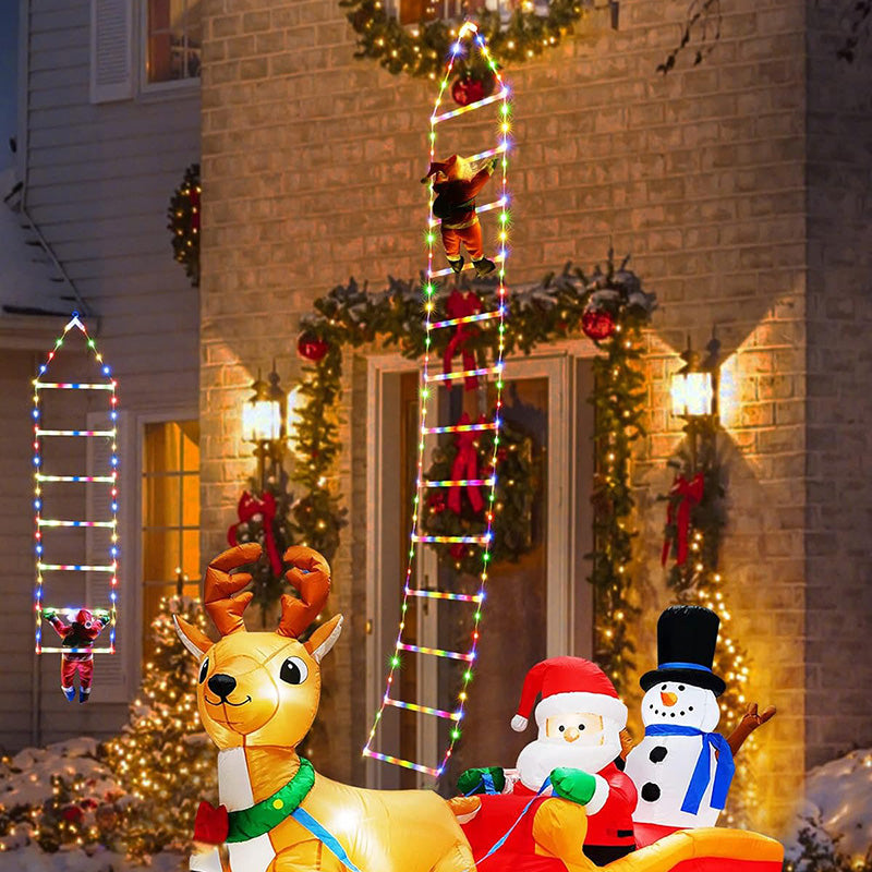 Christmas Ladder Decoration Lights With Santa Claus