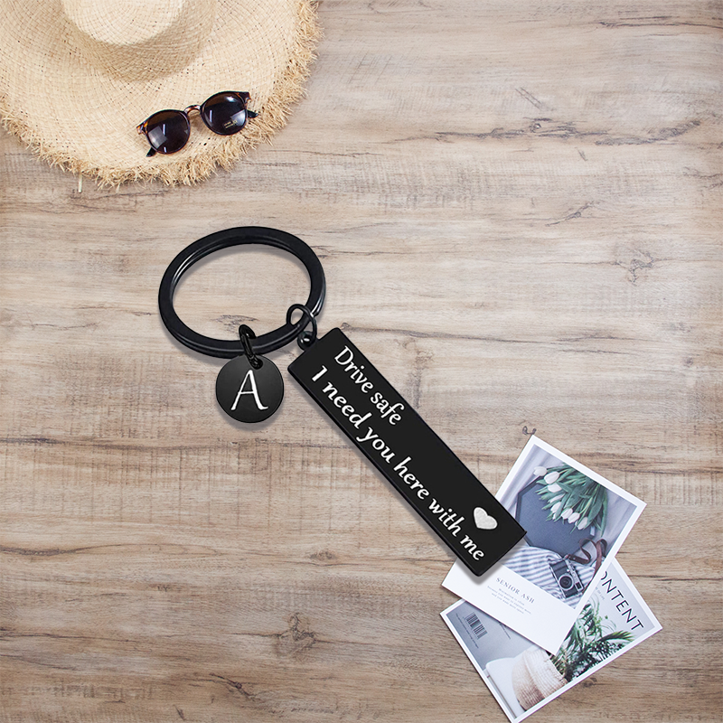 Drive safe black keychain