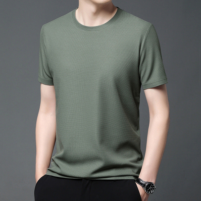 Waffle Woven Ice Silk Breathable T-Shirt