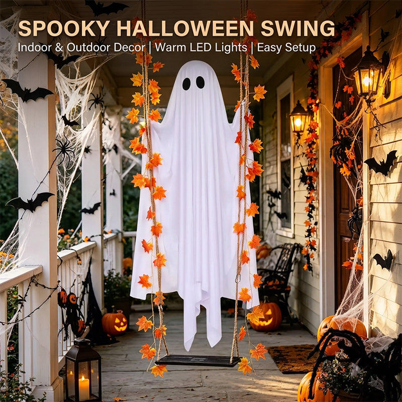 LED Light-Up Swinging Ghost Halloween Decoration