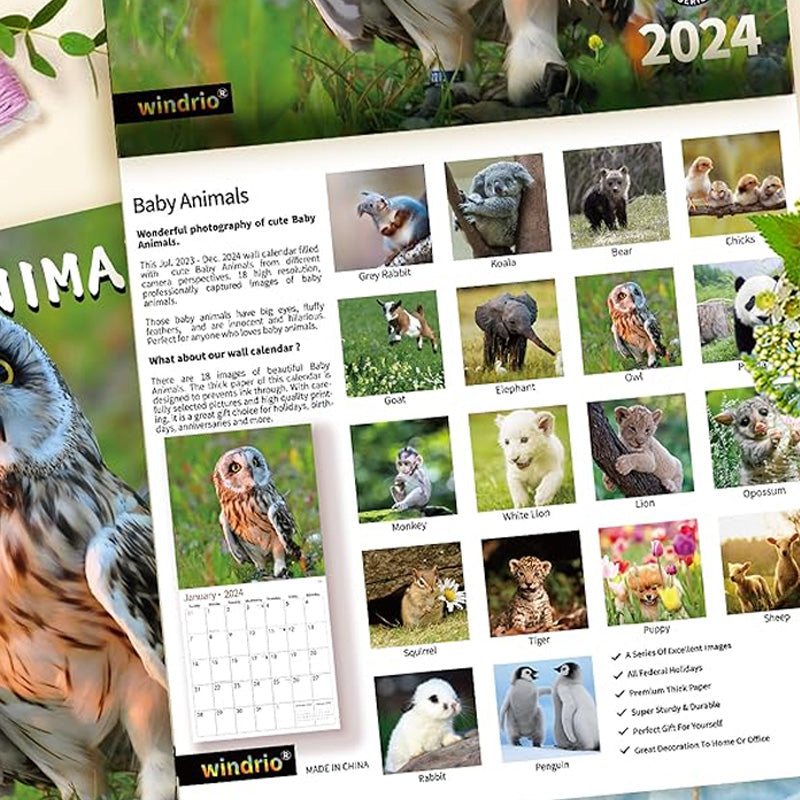 2024 Animals Wall Calendar