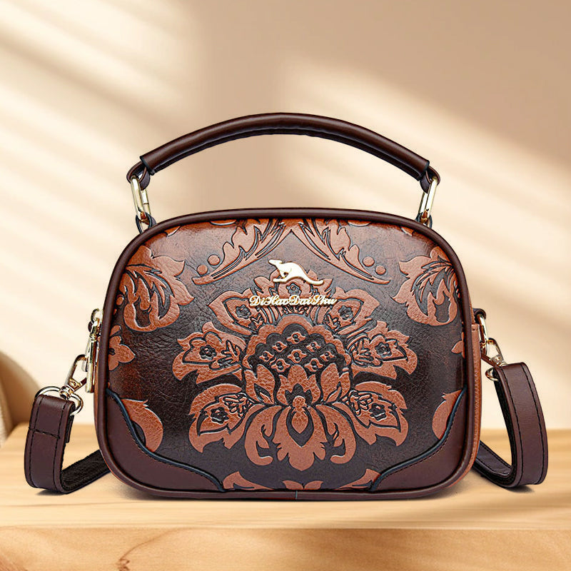 Floral Embossing Handbag For Women