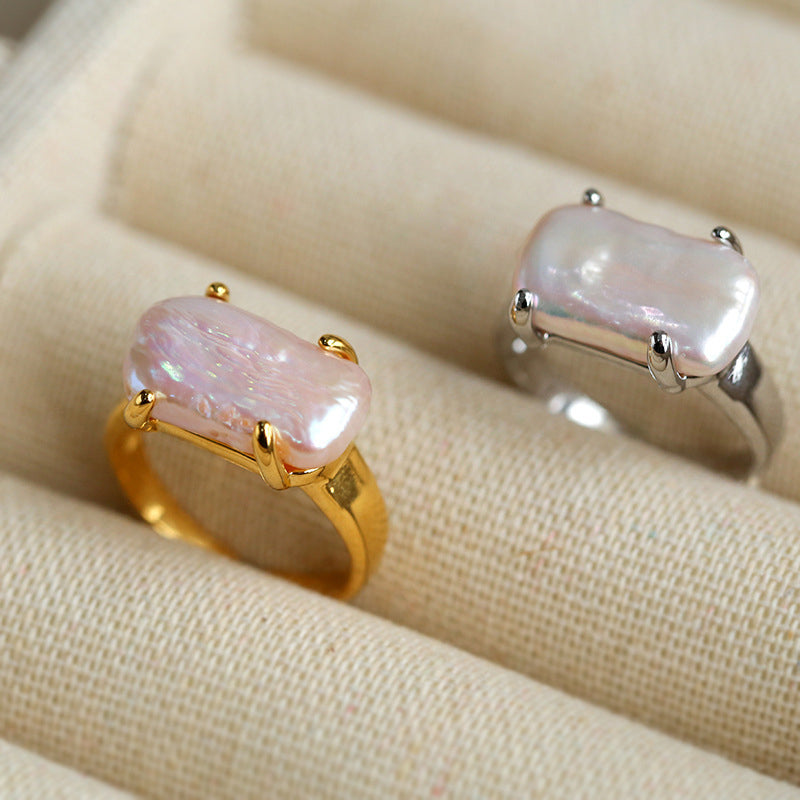 CLAW-SET BAROQUE PEARL RING