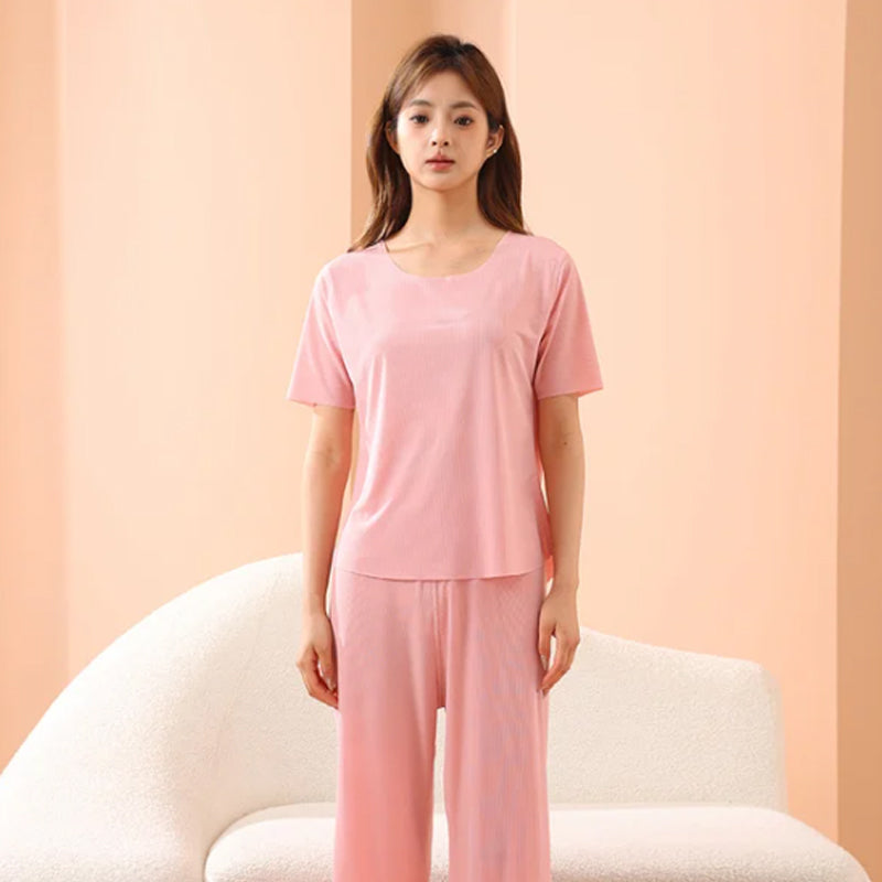 Soft Comfortable Ice Silk Short Sleeve