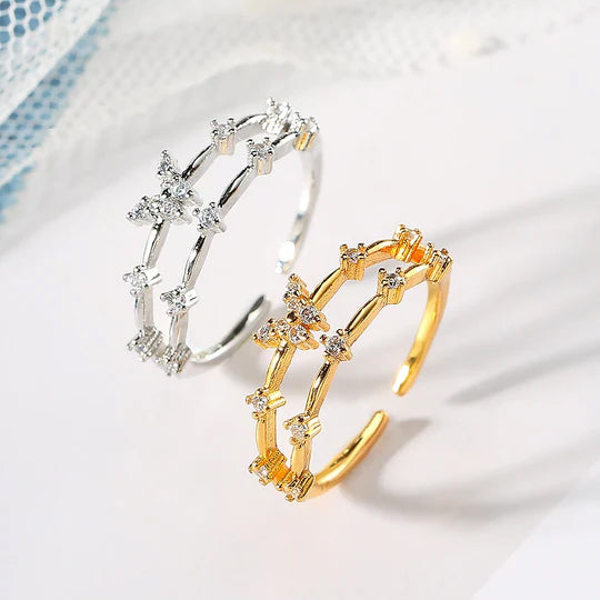 Double Butterfly Zircon Ring