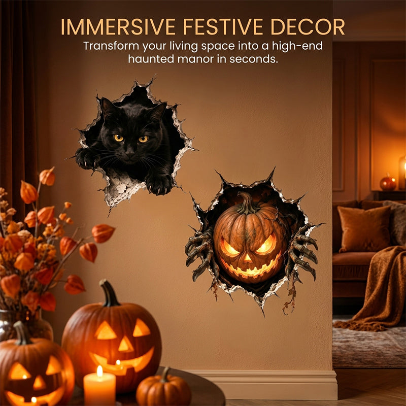 Halloween Spooky Cracked Wall 3D Decal Decoration