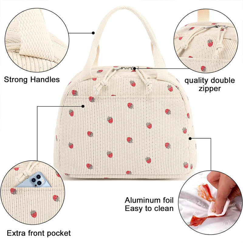 Corduroy Printed Tote Lunch Bag