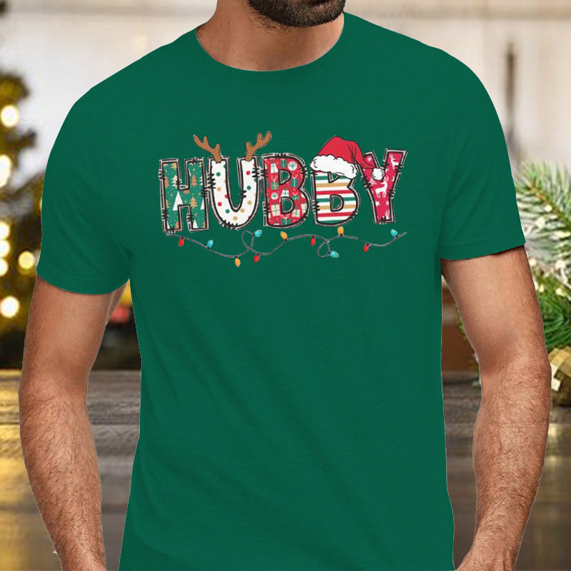Christmas Letter 3D Print Round Neck Short Sleeve