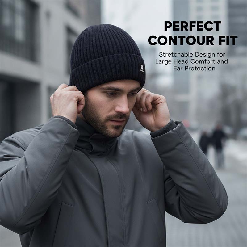 Fleece-lined knit hat for men