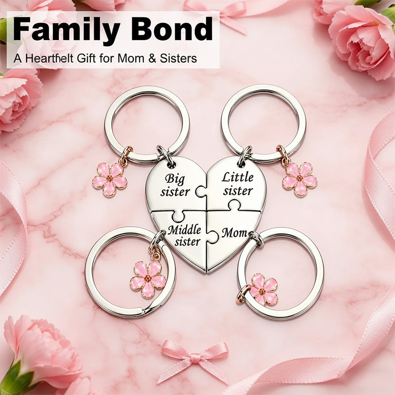 Four-flower heart puzzle keychain