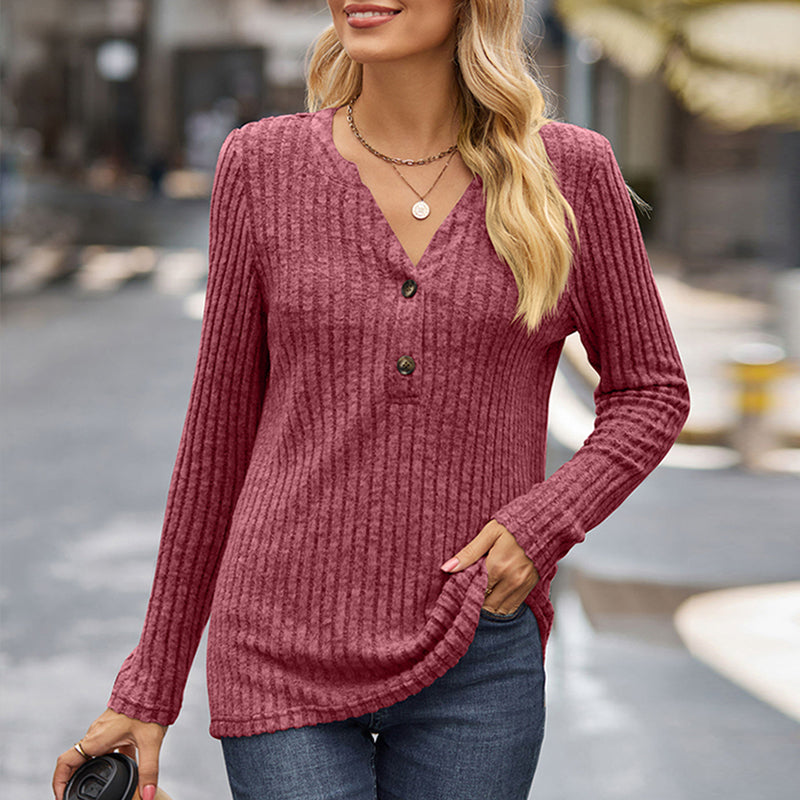 Solid Color Button Long Sleeve Cardigan