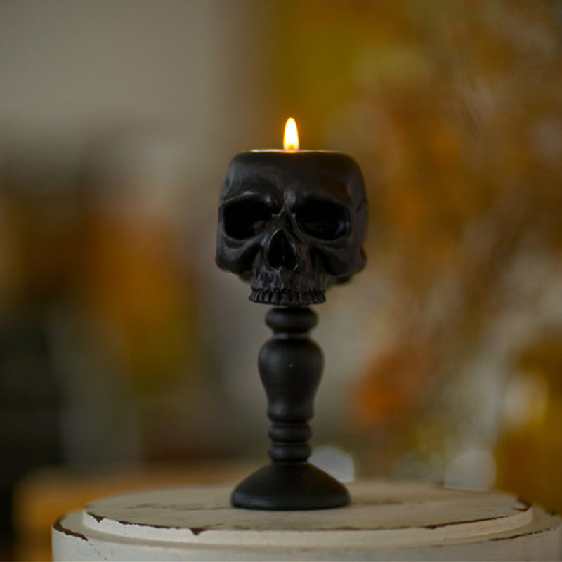 Cubic Skull Pillar Candle Holder