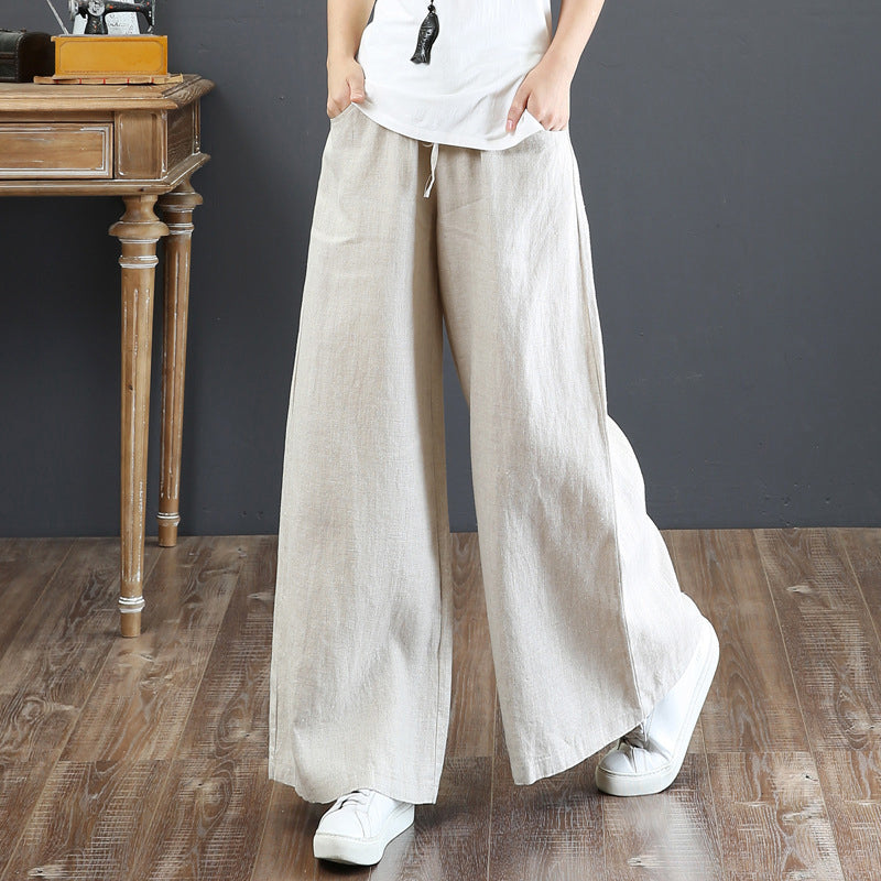 Plain High-waisted Trousers