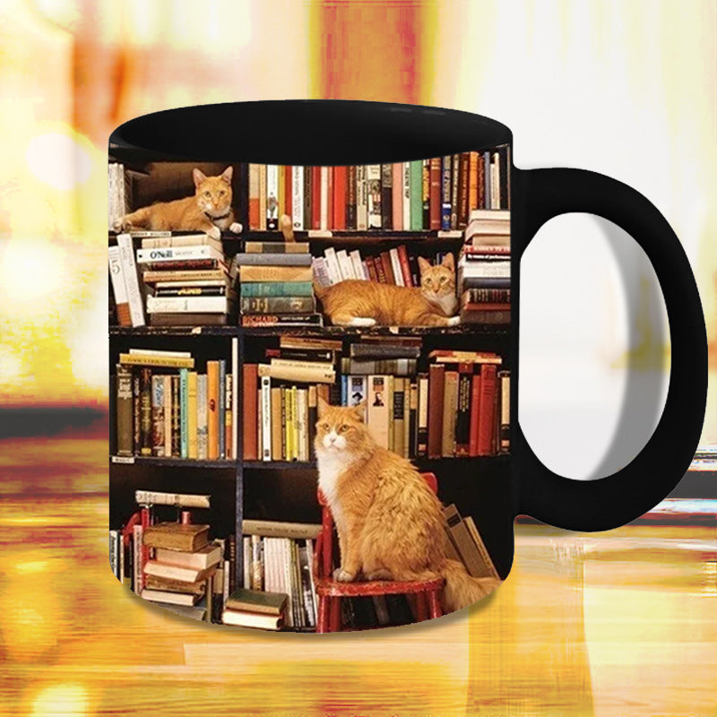 Bookshelf Cat Mug