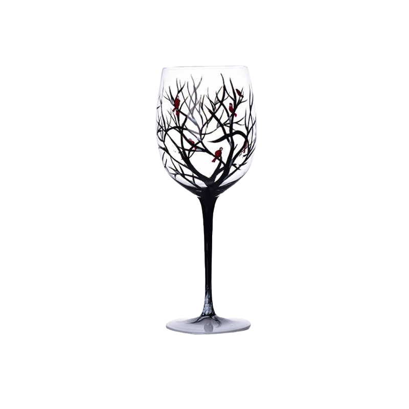 Four Seasons Tree Wine Glasses - Hand Painted Art