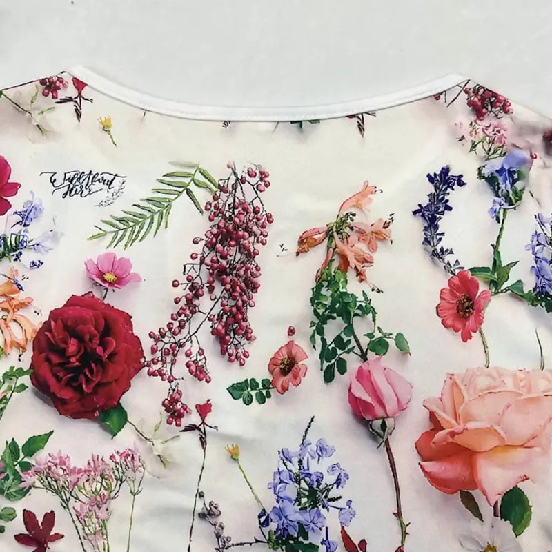 Printed V-neck Long Sleeve Top