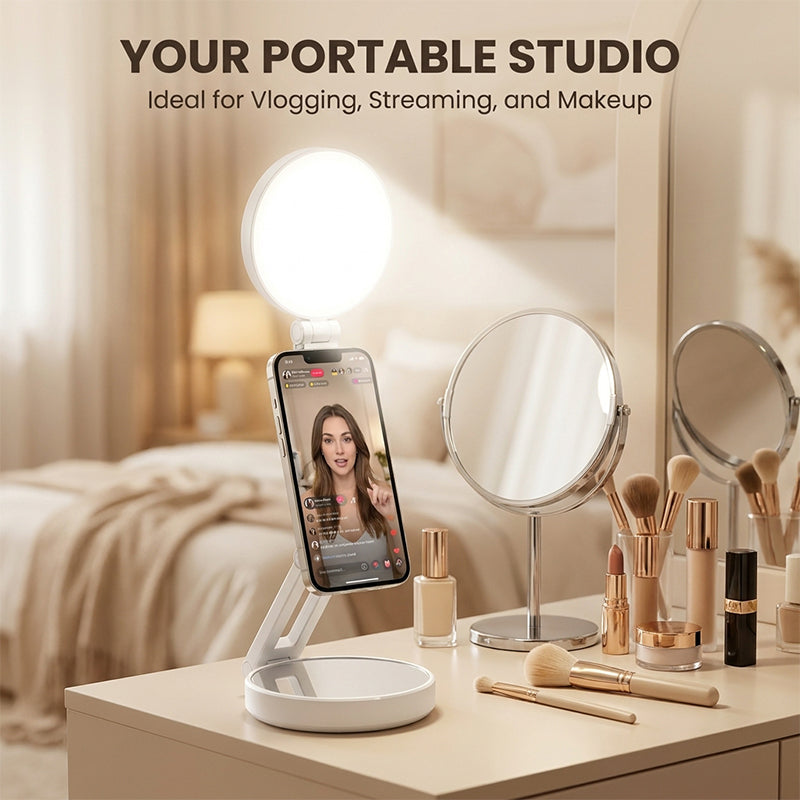 Magnetic RGB Selfie Ring Light with Mirror