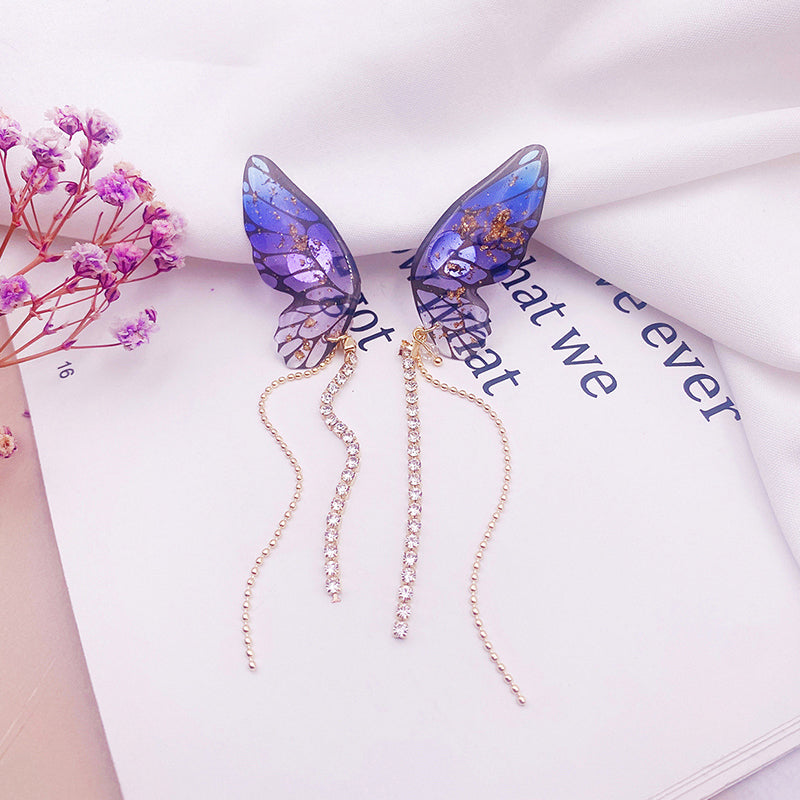Glittery Butterfly Drop Earrings