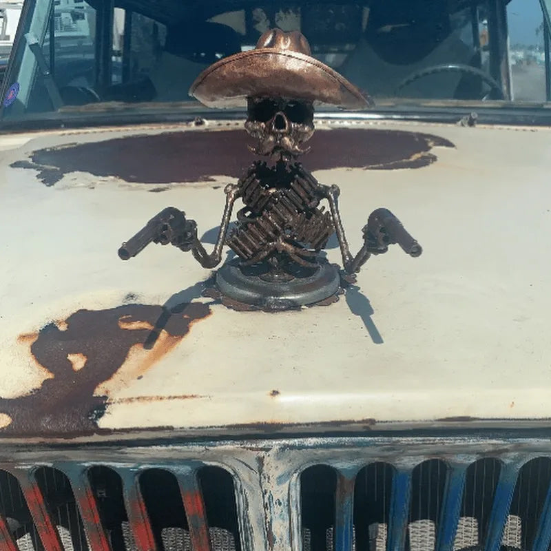 Cowboy Skull Gunslinger Hood Ornament