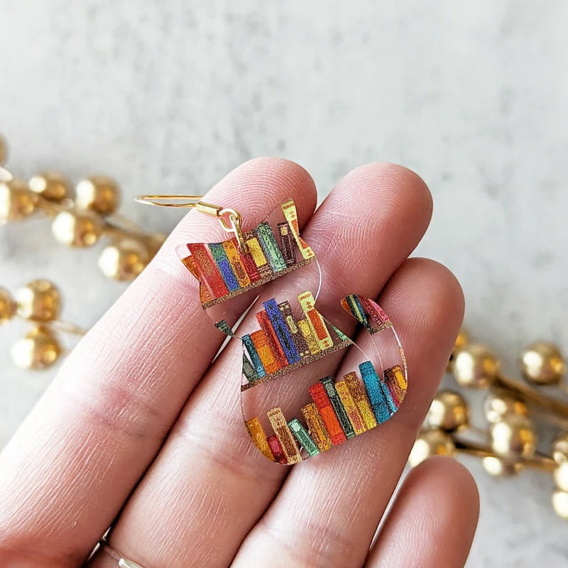 Cat Earrings With Books