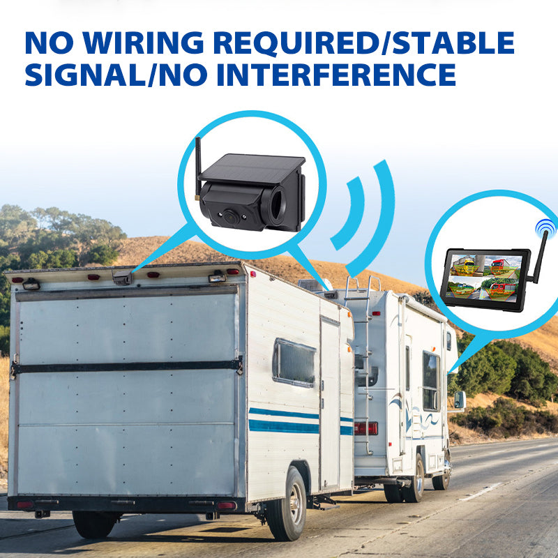 Wireless Backup Camera Magnetic Solar 7" DVR Monitor