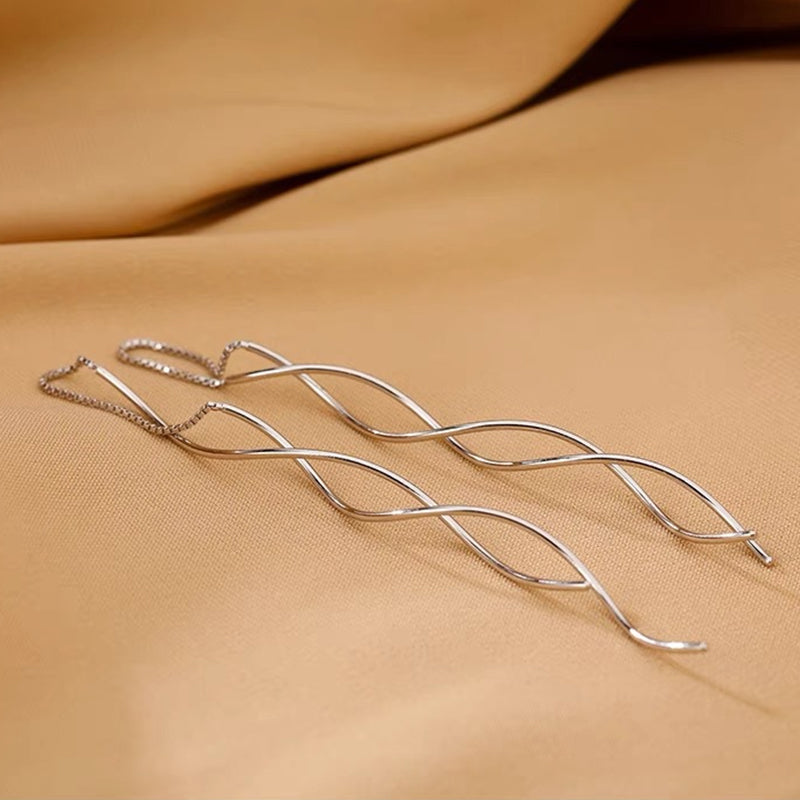 Double Wave Threader Earrings