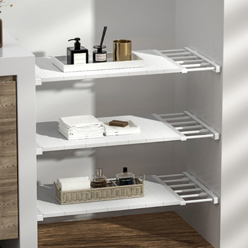 Expandable cabinet clamping shelving storage rack