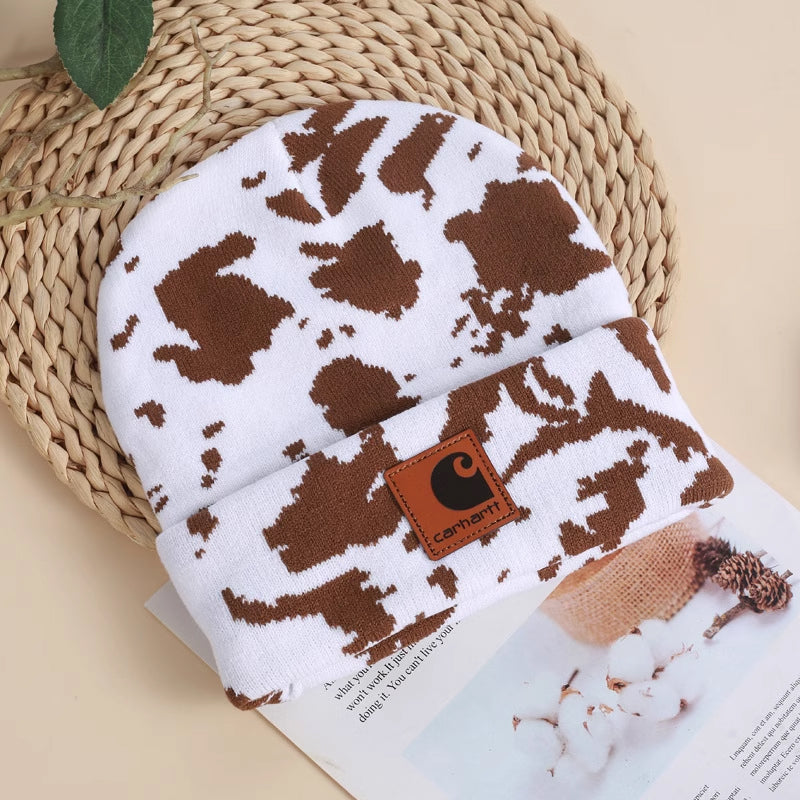 Cow pattern beanie